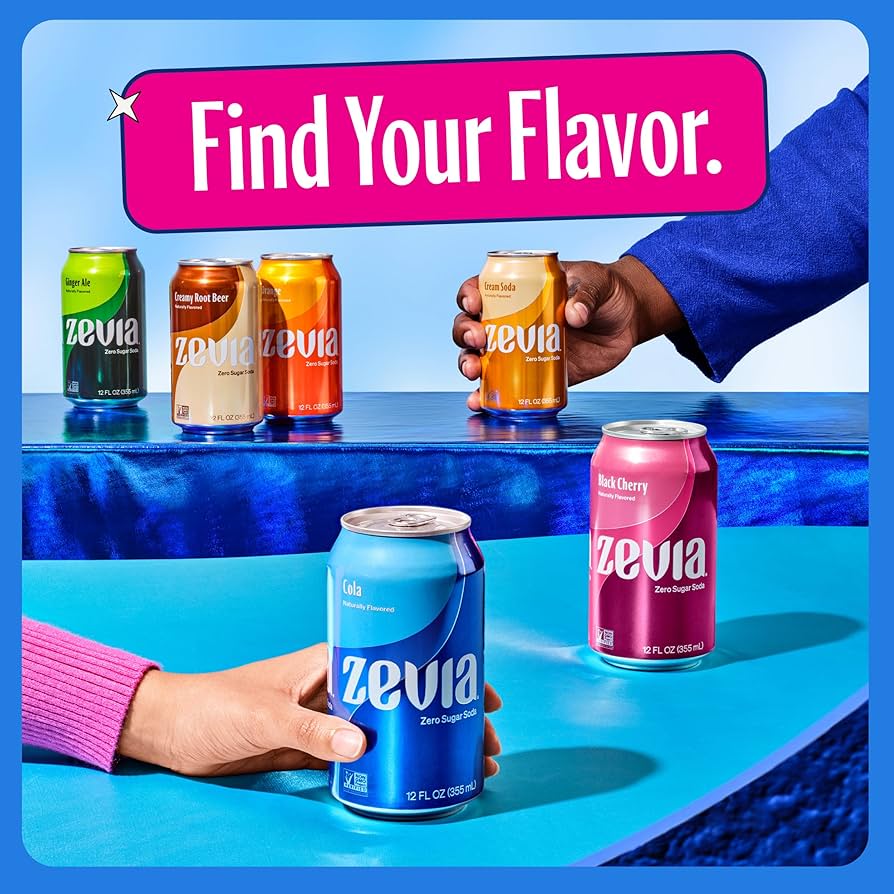 Amazon.com: Zevia Zero Sugar Soda, Cherry Cola, 16 oz Cans